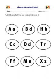 English Worksheet: capital and small letter