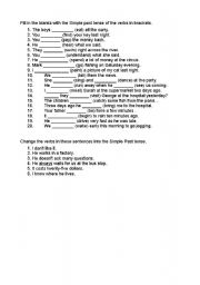 English Worksheet: grammar exercise past simple