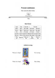 English worksheet: Present continuous 