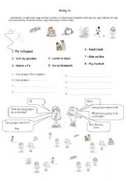 English Worksheet: Going to   consisitsof 3 exercise, matching, writing,and conversation