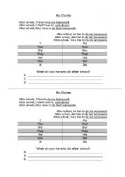 English Worksheet: have to/has to worksheet