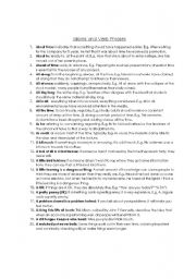 English worksheet: Idioms and verbal phrases