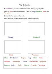 English Worksheet: The Orchestra 