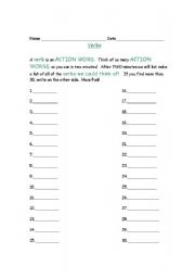 English worksheet: Search for Verbs