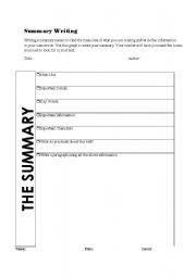 English worksheet: Advanced Level Summary Form