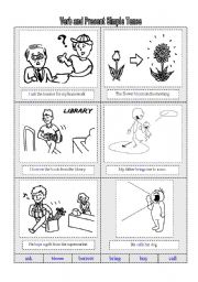 English worksheet: verb and present simple tense