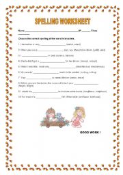 English worksheets: Spelling Worksheet