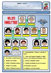 English Worksheet: WILLIES FAMILY TREE