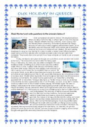 Our Holiday In Greece - reading comprehension