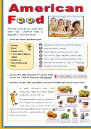 American Food   - upper elementary or lower intermediate students.