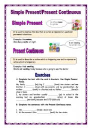 English Worksheet: Simple Present / Present  Continuous (13.02.09)