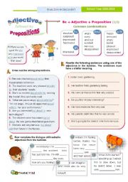Adjectives followed by prepositions  (2)  - Common combinations with 
