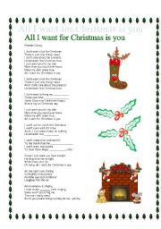 English Worksheet: All I want for Christmas is you  Mariah Carey
