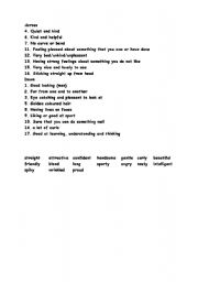 English worksheet: Find the right adjective