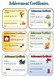 ACHIEVEMENT CERTIFICATES  for young learners  Part 1