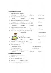 English Worksheet: Multiple Choice test for Elementary