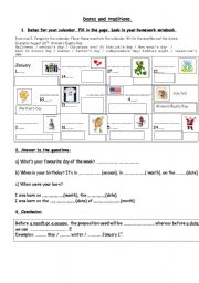 English worksheet: Dates and Traditions