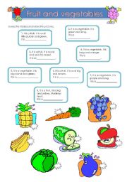 English Worksheet: Fruit and vegetables riddles.