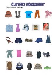 clothes worksheet