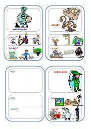 English Worksheet: Can and cannot game cards 2/2