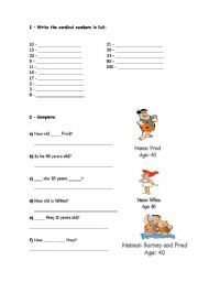 English worksheet: numbers and age