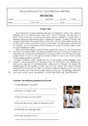 English Worksheet: 9th grade TEST-FAMOUS PEOPLE-CRISTIANO RONALDO