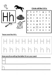 Alphabet letter writing practice  H  M
