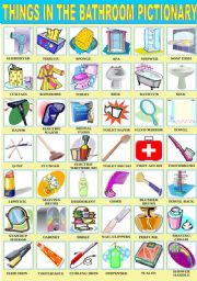 THINGS IN THE BATHROOM PICTIONARY - ESL worksheet by Katiana