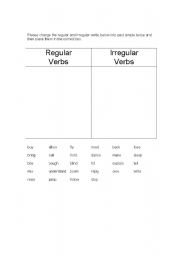 English worksheet: Regular/Irregular Verbs- Simple Past Tense