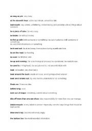 English worksheet: idioms list