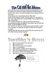 English Worksheet: The Cat and the Mouse - reading