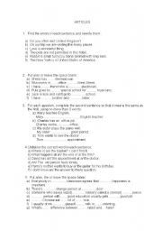 English Worksheet: article exercises
