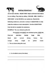 English Worksheet: Adding Adjectives!!