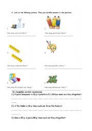 English Worksheet: test for a beginner student