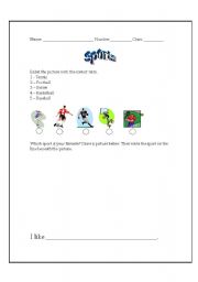 English Worksheet: Sports using grammer of to like
