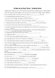 English worksheet: Ali Baba and the Forty Thieves - Vocabulary Review