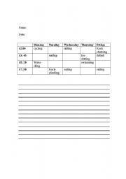 English Worksheet: sport timetable