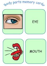 English Worksheet: Body parts memory cards - part 2 of 2