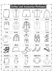 CLOTHES AND ACCESORIES PICTIONARY