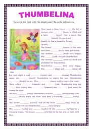 Thumbelina- Past Simple exercises 2 pages