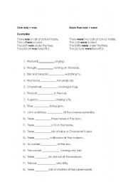 English Worksheet: Was and were