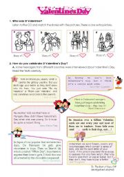 Celebrating Valentines Day  -- a lesson plan including listening + reading + writing activities