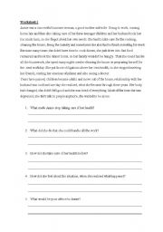 English Worksheet: Story