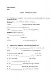 English Worksheet: Modals