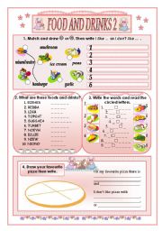 English Worksheet: Food and drinks 2(part two)