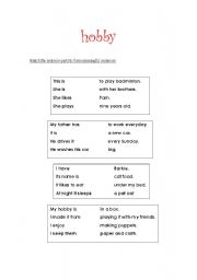 English Worksheet: hobby