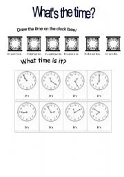 English Worksheet: whats the time?