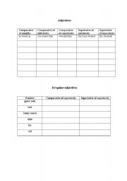 English worksheet: regular and irregular adjectives