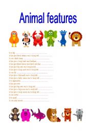 English Worksheet: Animal features