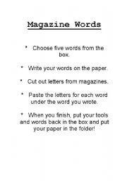 English Worksheet: Magazine Words